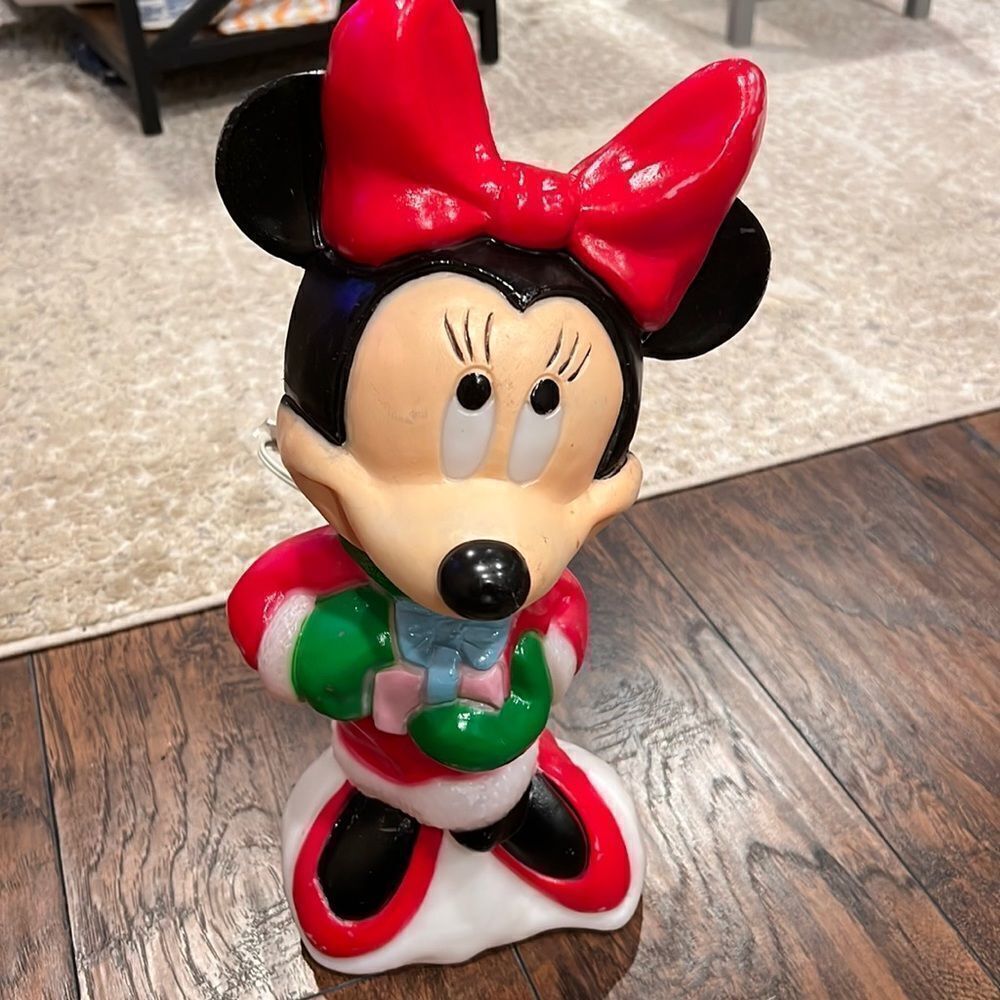 Vintage Disney Santa's Best Minnie Mouse Christmas Blow mold GUC licensed disney